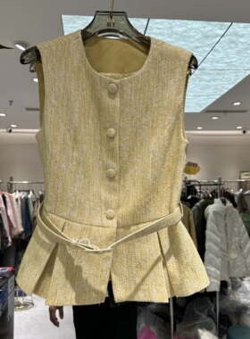 欧洲站2026春季新款方领包扣收腰显瘦款洋气小香风款马夹坎肩女士