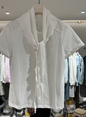 欧洲站2026春新款时尚显瘦减龄套头款配蕾丝披肩好看短袖261T066