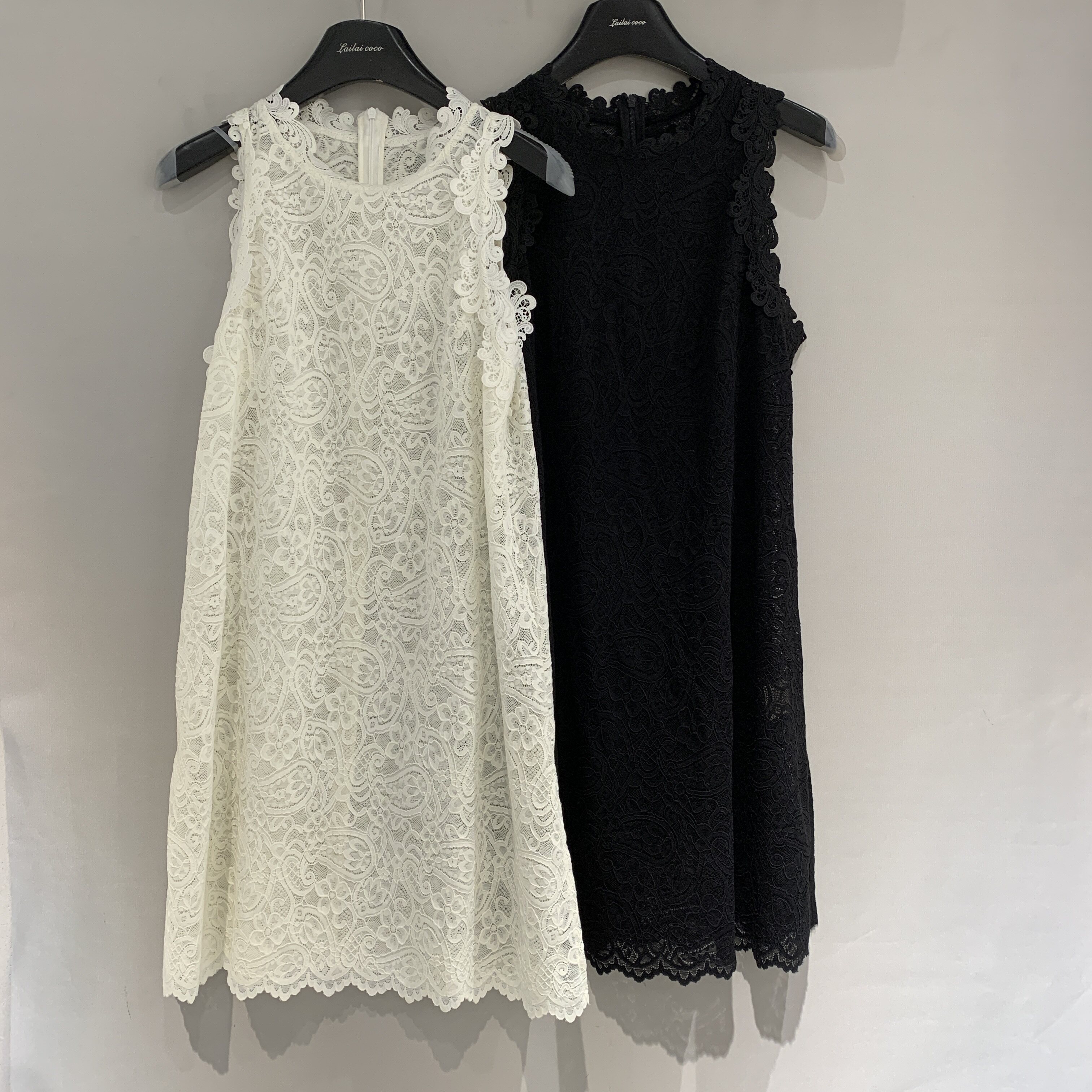 欧洲站2025春季新款花边领腰果蕾丝绣花好看甜美无袖背心裙591252