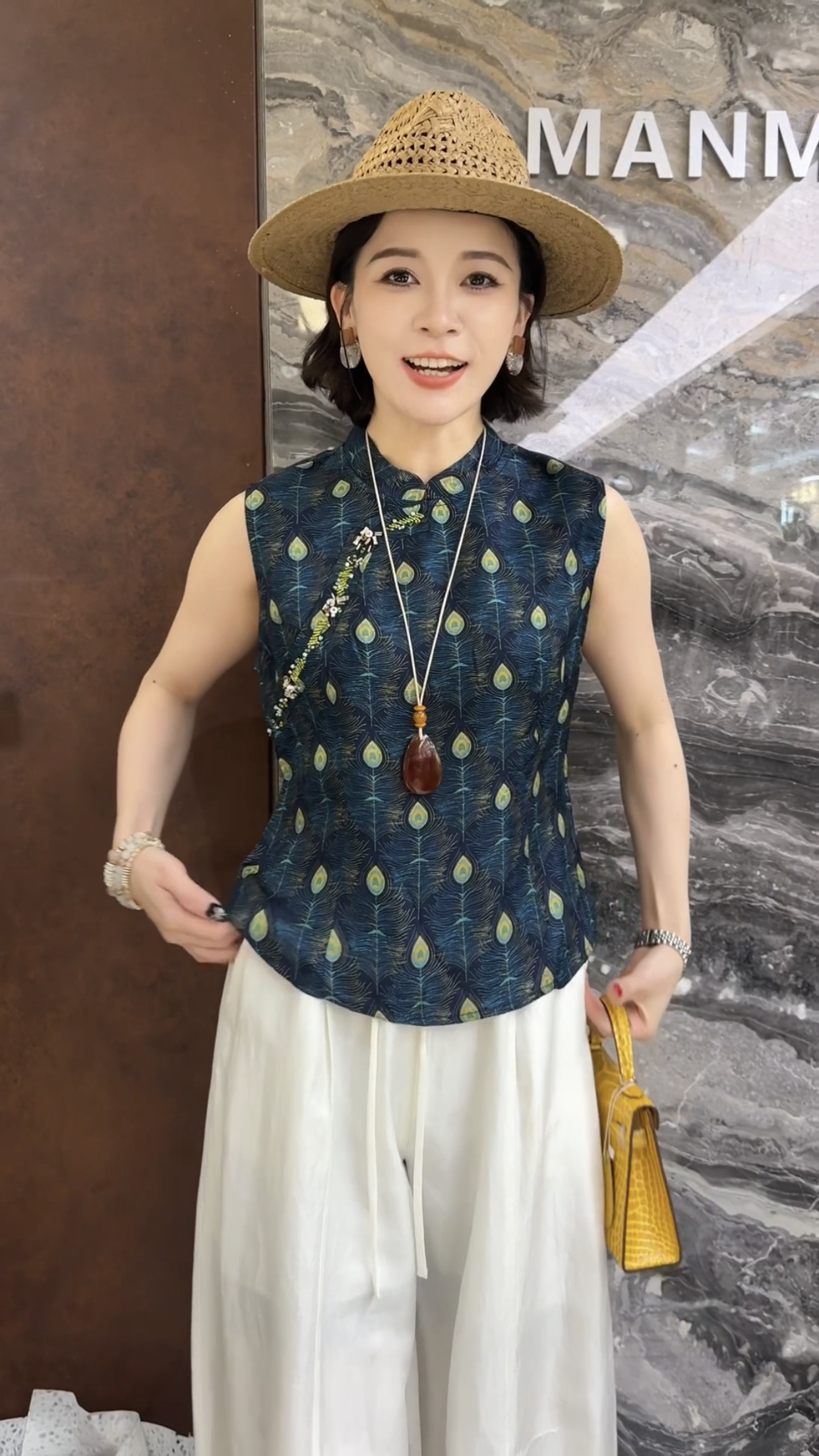 欧洲站2026夏季新款欧货斜襟立领亮片孔雀羽毛提花国风女士衬衫潮