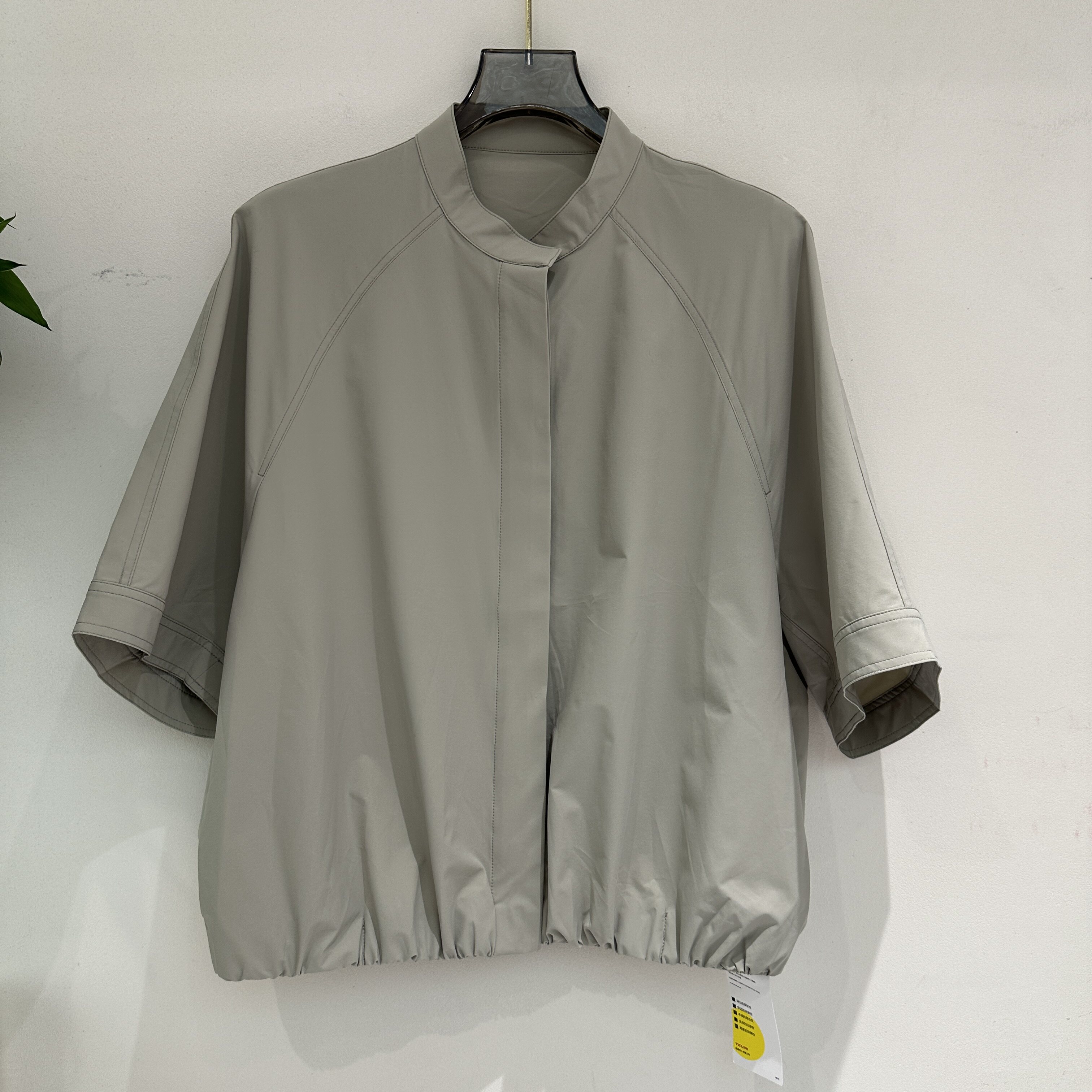 欧洲站2026夏季新款小立领通勤百搭简约韩系风薄款七分袖外套3758