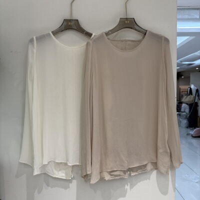 DQ.one夏季2026新款圆领后背刺绣勾花显瘦松弛感净版防晒衬衫9618