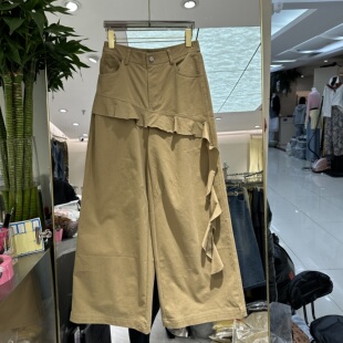 女阔腿裤 欧洲站2026春季 百搭休闲款 高腰荷叶边流苏个性 m68152 新款