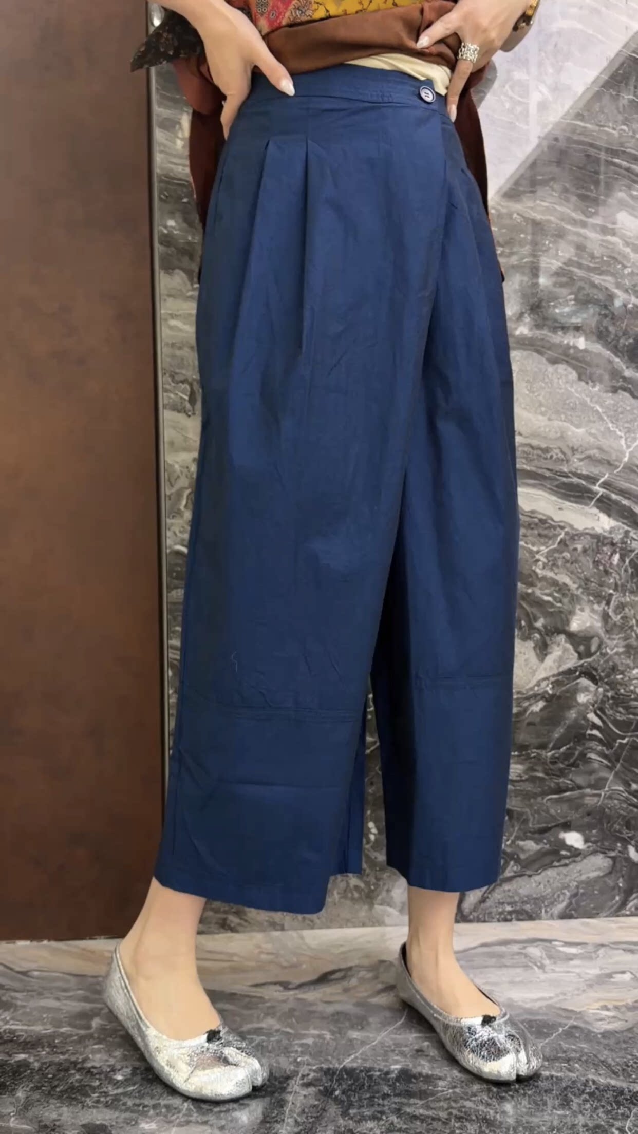 欧洲站2026夏季新款版松紧腰一粒扣百搭复古时尚小个子八分休闲裤