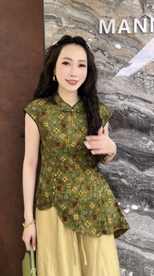 欧洲站2026夏季新款欧货斜襟领盘扣收腰下摆不规则女士衬衫75639