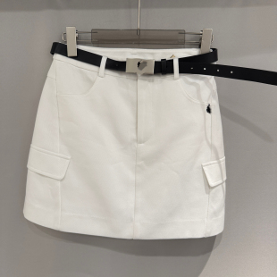欧洲站2026春季 高腰侧口袋贴标百搭显瘦腰带包臀短裙女222260 新款