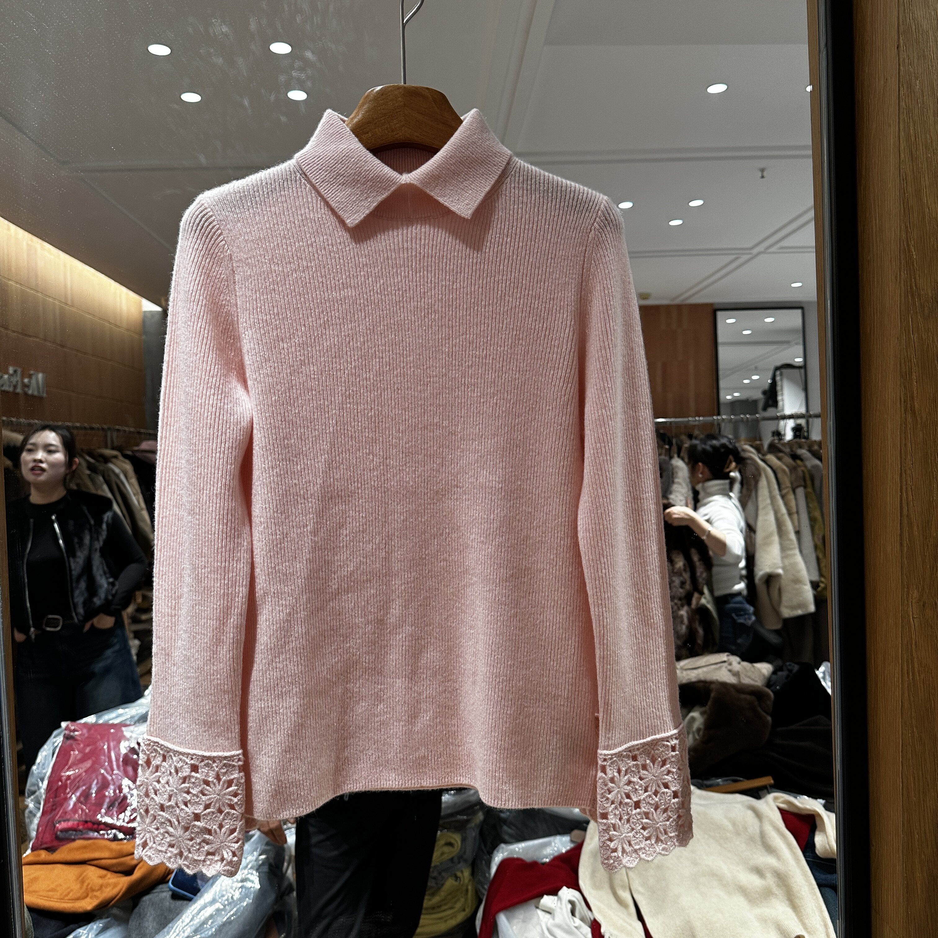 欧洲站2025冬季新款洋气polo领镂空袖单穿内搭软糯粉色山羊绒毛衣,女装/女士精品,毛针织衫,淘宝优惠券,粉丝福利购,淘宝优惠卷