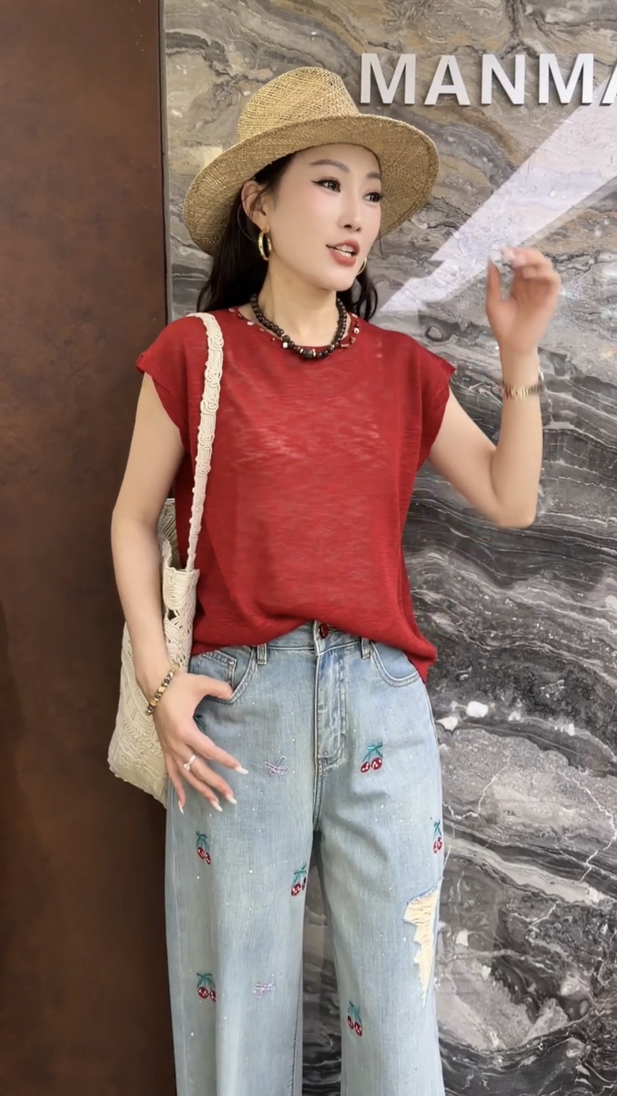 欧洲站2026夏季新款欧货圆领钉珠边韩范小版高级感女士针织上衣潮