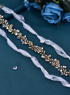 优拉潘 百搭宴会礼服细腰合金花朵百搭腰带新娘伴娘裙子配饰SH355