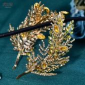 优拉潘 HP948金色复古优雅新娘发箍水钻镶嵌头饰舞蹈演出精美发饰