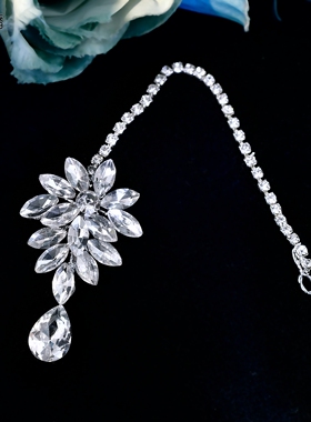 优拉潘 HP973新娘结婚水钻花朵额饰波西米亚婚礼头饰银色造型饰品