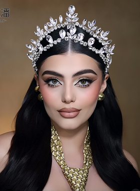 优拉潘 HP954欧美双排水钻新娘皇冠发箍眉心前额拍照头箍婚礼头饰