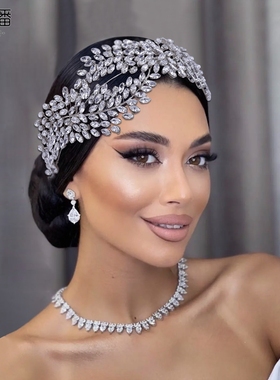 优拉潘 原创设计巴洛克新娘头饰手工简约流行镶钻发饰婚礼女HP444