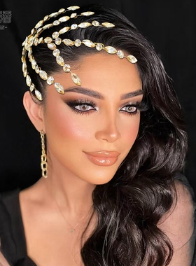 优拉潘 HP902精美新娘头饰造型款香槟色水钻镶嵌配饰婚纱礼服配饰