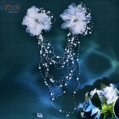 优拉潘 复古新娘编发头饰花朵珍珠流苏双头发梳跟妆婚庆配饰HP691