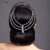 优拉潘 欧美新娘婚纱头饰轻奢闪亮额饰舞台演出配饰水钻发梳HP593