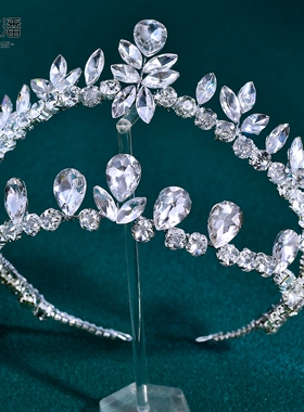 优拉潘 HP954欧美闪亮水钻新娘主婚纱皇冠手工镶嵌头箍婚礼头饰