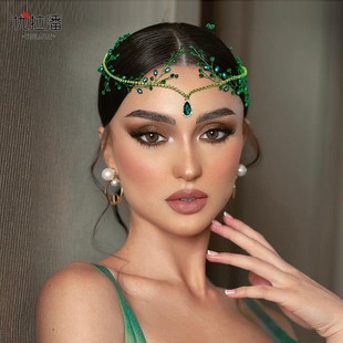 HP592森系复古新娘前额发梳水滴闪钻珍珠水晶发饰婚纱配饰 优拉潘