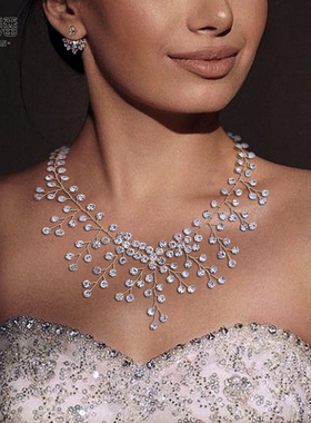 优拉潘 HN01水钻晚礼服项链女夸张名媛宴会锁骨链新娘主持人配饰