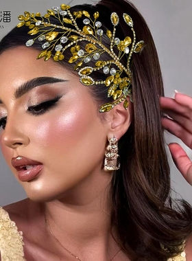 优拉潘 新娘婚纱礼服搭配发饰水钻枝杈发片秀禾礼服造型头饰HP860