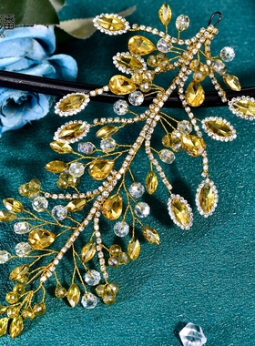 优拉潘 优雅新娘头饰水钻枝杈发箍拍摄写真影楼配饰造型发饰HP860