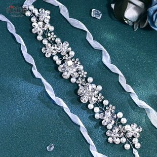 优拉潘 闪亮水钻花朵配饰新娘伴娘晚礼服腰带装饰连衣裙腰链SH789