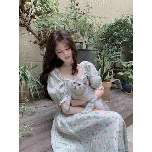 初恋复古温柔古着vintage别致高级感在逃公主古董裙连衣裙子女夏