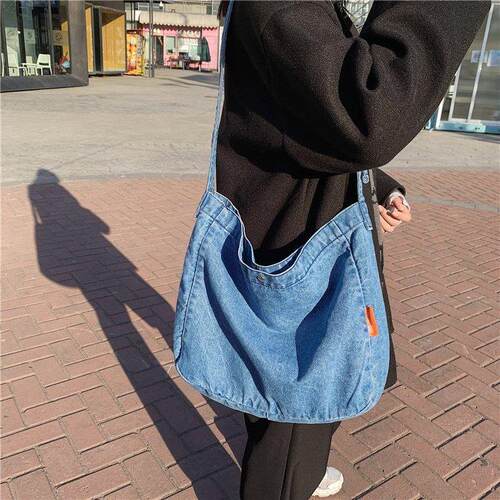 牛仔帆布包港风包包女复古chic街头潮流ins情侣斜挎包日系肩包