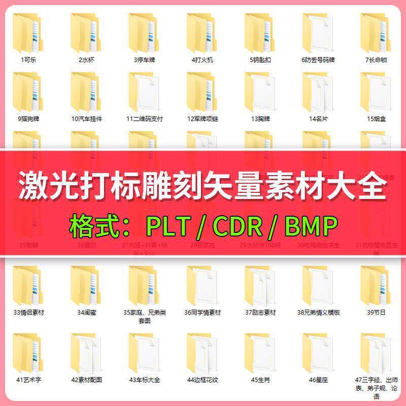 激光雕刻打标机素材大全刻字图案模板集合plt格式CDR矢量设计文件