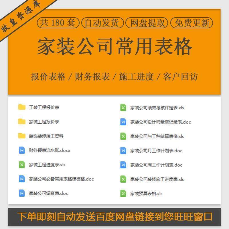 家装装修装饰装潢公司绩效考核施工进度工程验收财务日常考勤表格