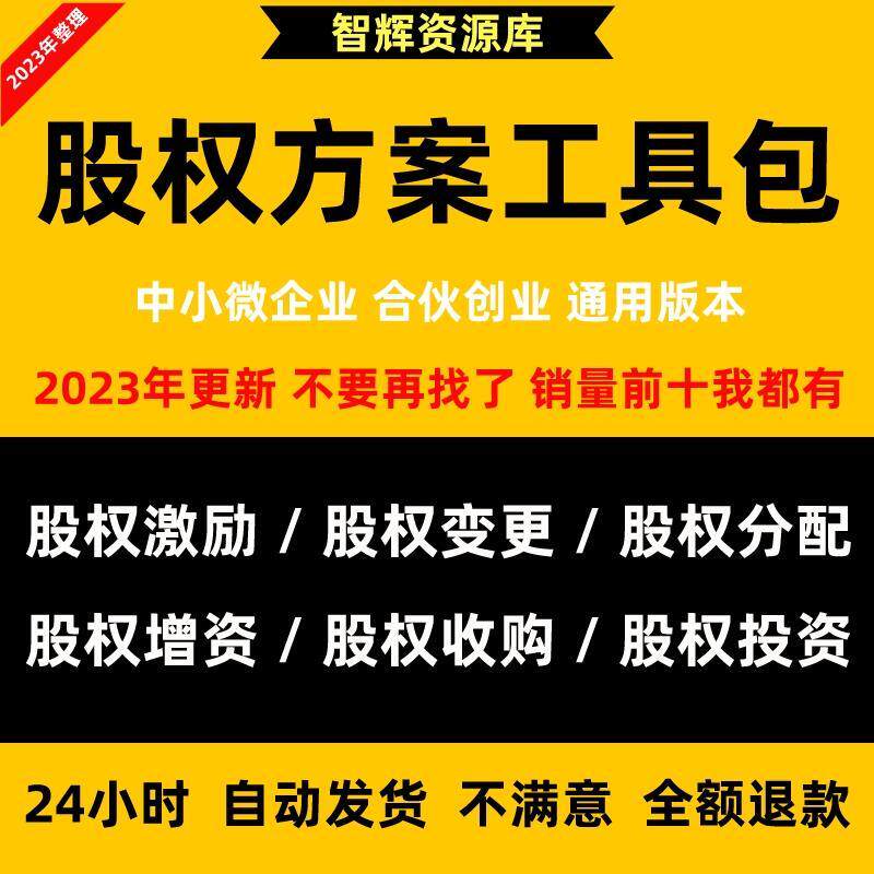 小公司股权架构设计激励分配方案电子版协议合伙人资料全案工具包