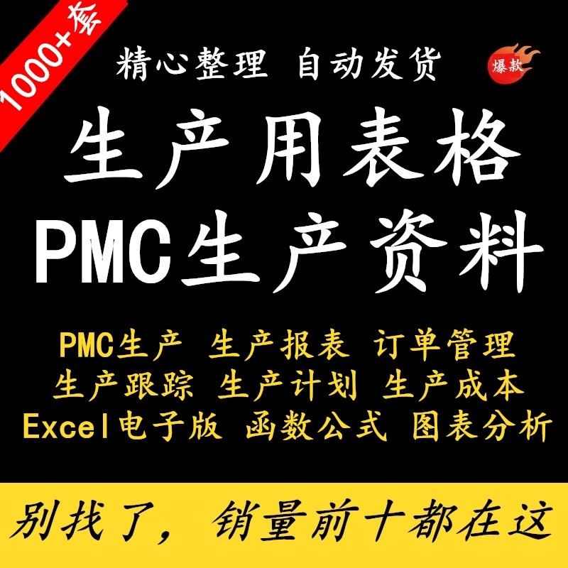 1000套生产Excel表格PMC生产计画与物料控制资料订单管理进度跟踪