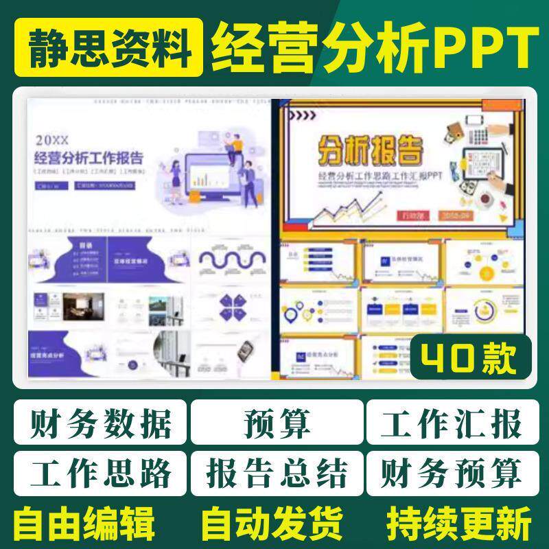 公司经营分析PPT模板企业工作思路整理报告总结年度财务预算管理