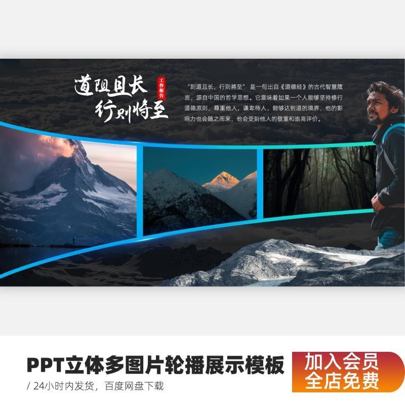 PPT立体多图片轮播展示模板