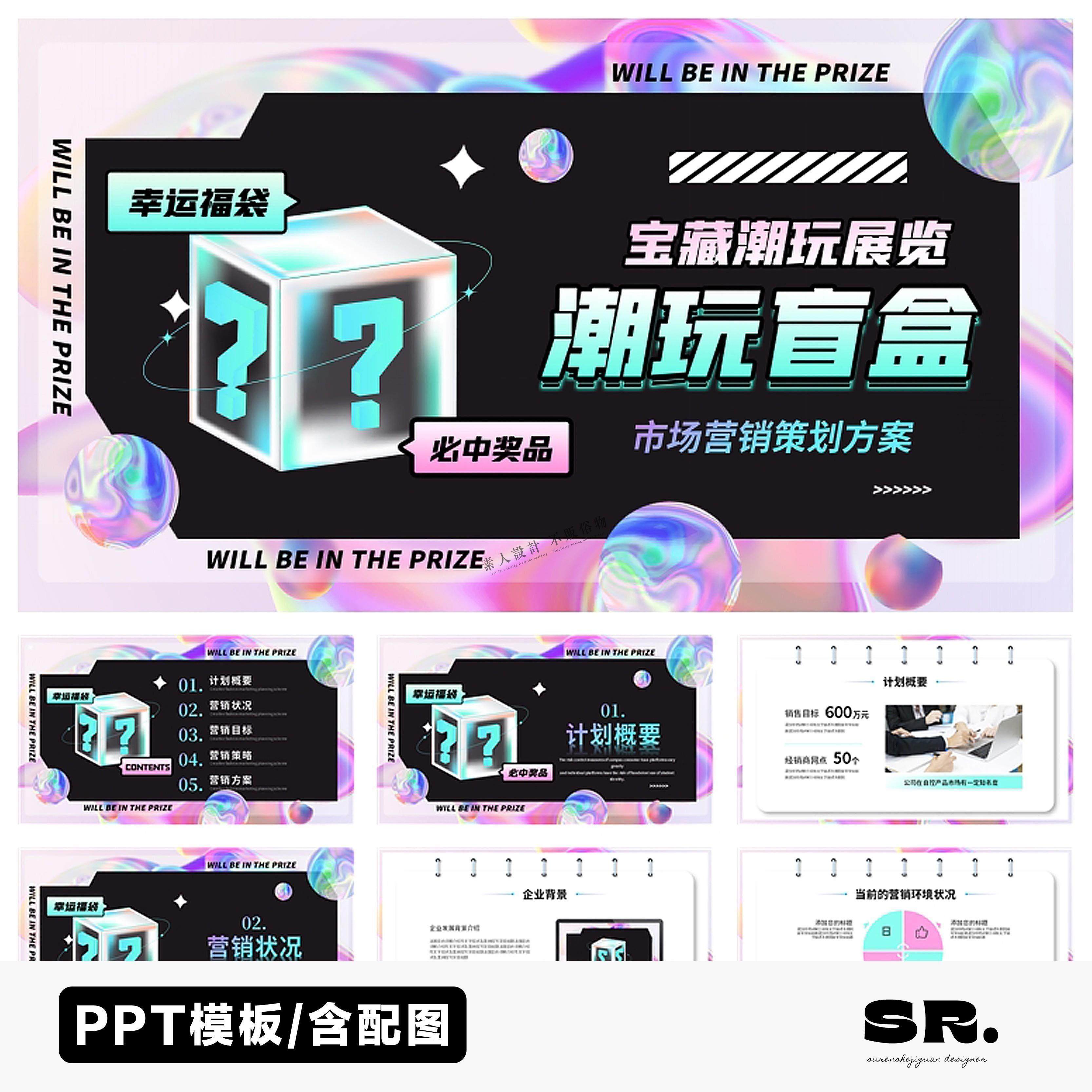 L841镭射酸性风潮玩盲盒品牌知名度推广市场营销方案策划PPT模