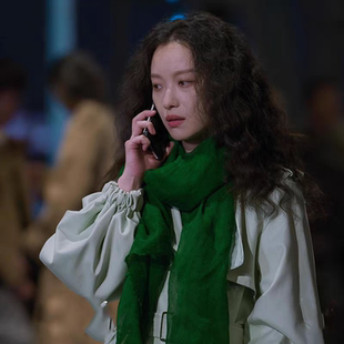 隐身的名字饰任小名倪妮同款绿色围巾女百搭时尚围脖文艺潮流披肩