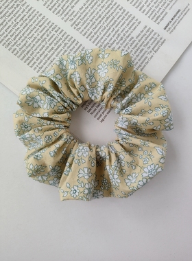 清爽的小碎花 浅黄色大肠发圈 ins风格 韩国小清新布料肥肠圈