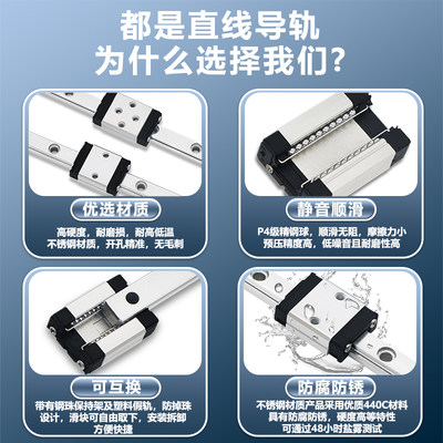 精密两孔微小型线轨滑块不锈钢导轨MGN5C SSEB6 LWL5MR5M滑动导轨