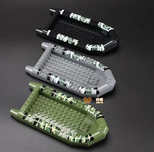 中国产积木小人仔配件军事载具船橡皮划艇冲锋舟救生小船拼装玩具