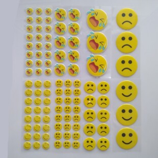 大号笑脸贴纸流泪哭脸卡通难过立体贴表情奖励惩罚不干胶泡泡贴画