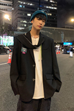 2025春季新款港风原创西装拼接结构休闲西服外套黑GX03-P95，男装西服套装，电商B277A（原A068）