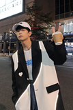 2025春季新款港风原创小西装拼接休闲西服外套白GX11-P95，男装西服套装，电商B277A（原A068）