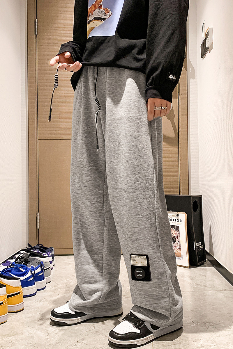 2025春季原创港风魔术贴卫裤酒店大码休闲长裤灰GK02-P45,男装休闲裤,电商B277A（原A068）
