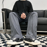 2025春夏新款港风结构开衩四合扣脚口休闲裤黑GK136-P55，男装休闲裤，电商B277A（原A068）