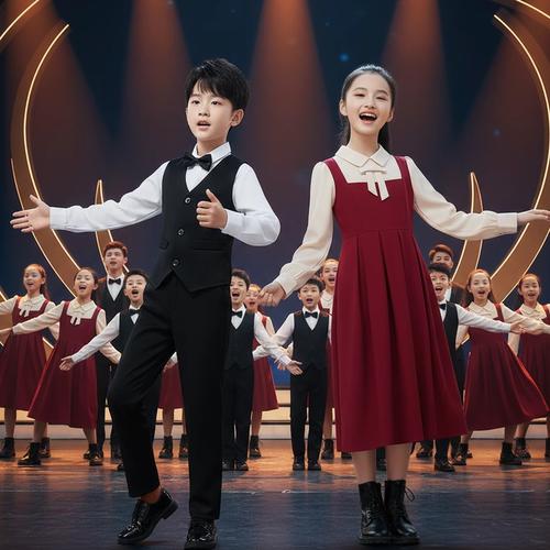 儿童合唱演出服中小学生诗歌朗诵