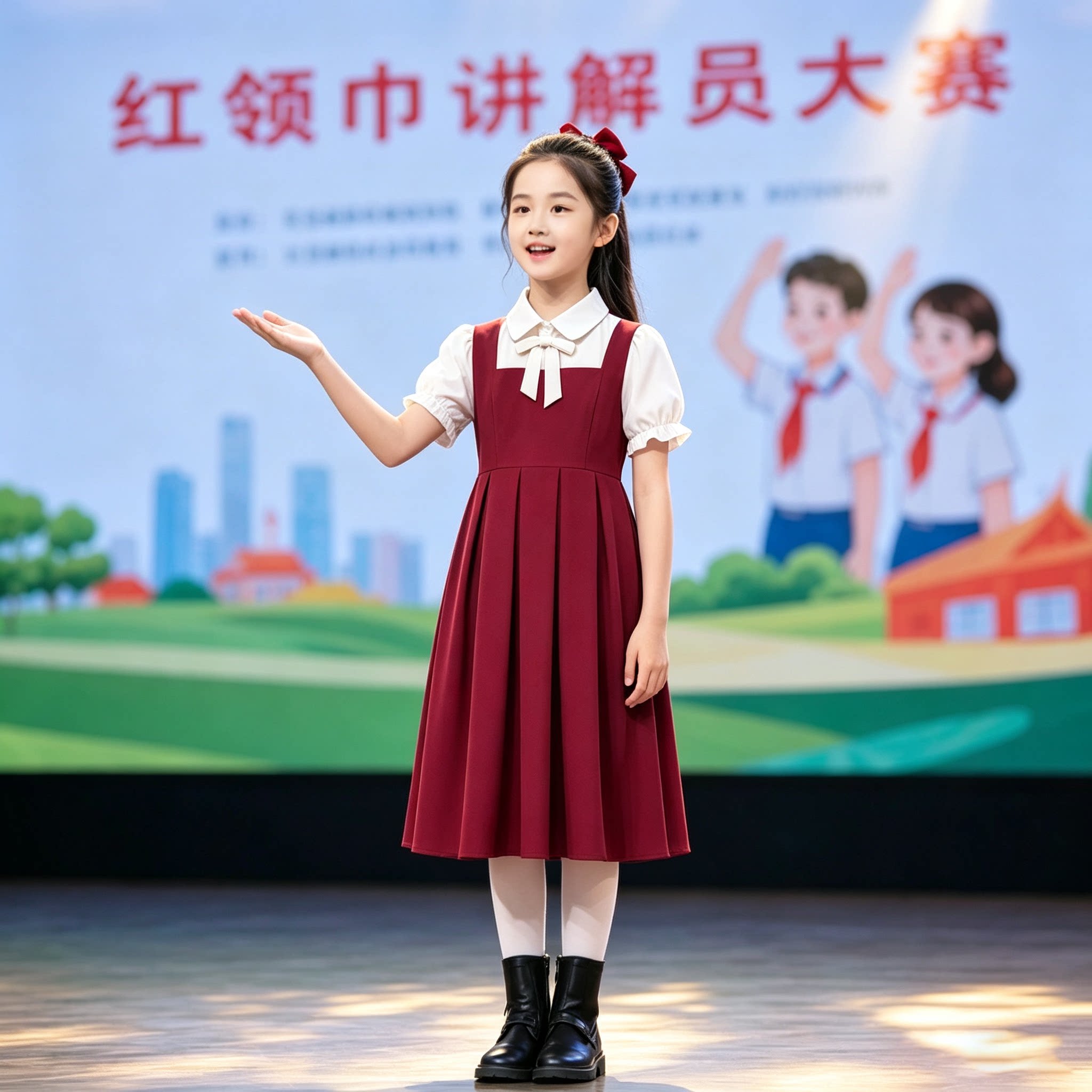 国庆红领巾女童合唱演讲演出服