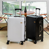 保罗行李箱男女万向轮密码 拉杆箱学生旅行箱24寸铝框大容量皮箱子