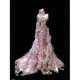 梦幻仙女风粉色立体花朵古着晚礼服复古女拖地花神大摆裙洛丽塔