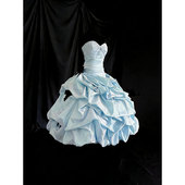 蓝色抹胸晚礼服女高端重工蛋糕公主裙艺考主持年会礼服裙vintage