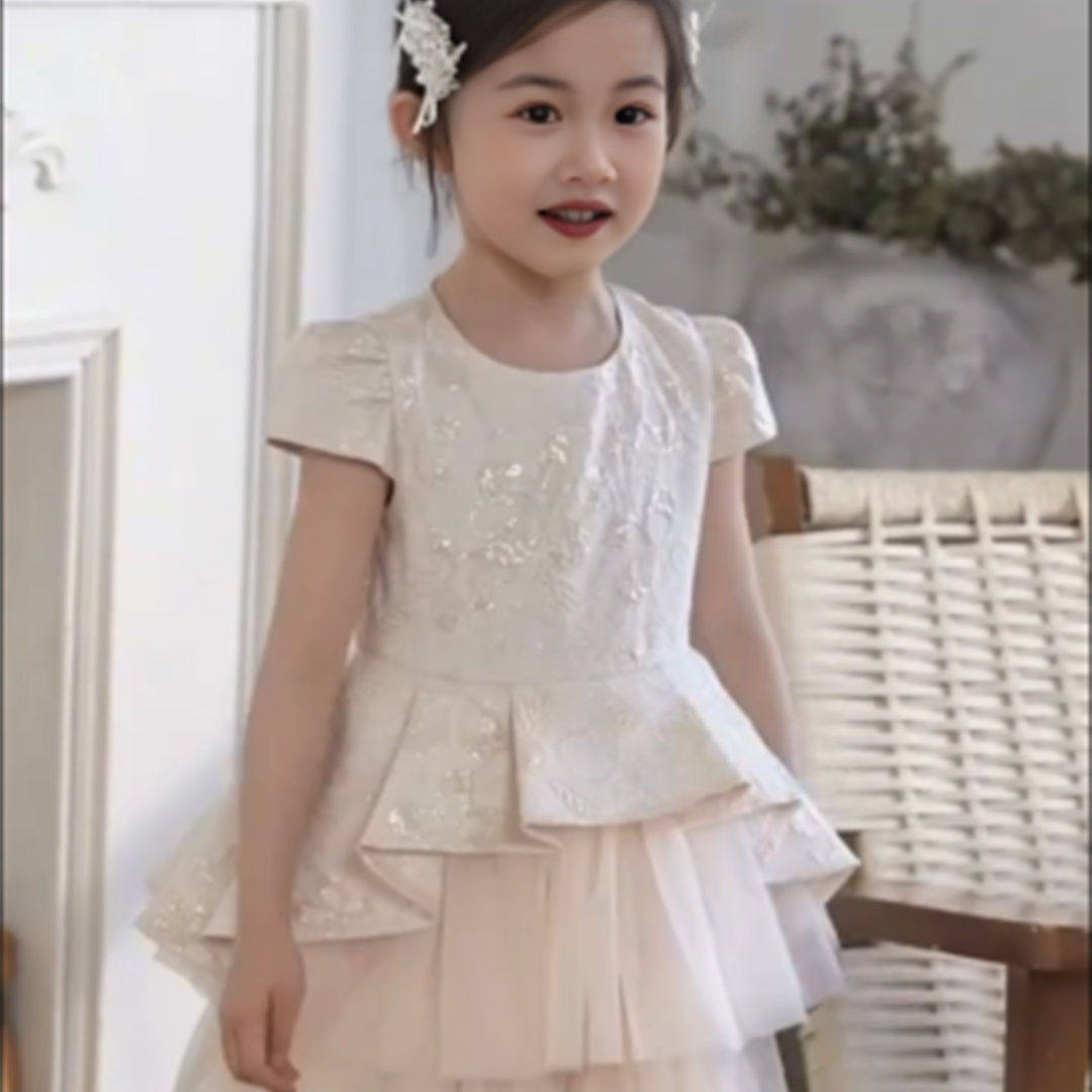 女童生日礼服连衣裙儿童洋气时髦演出裙子小女孩绝美蓬蓬裙公主裙